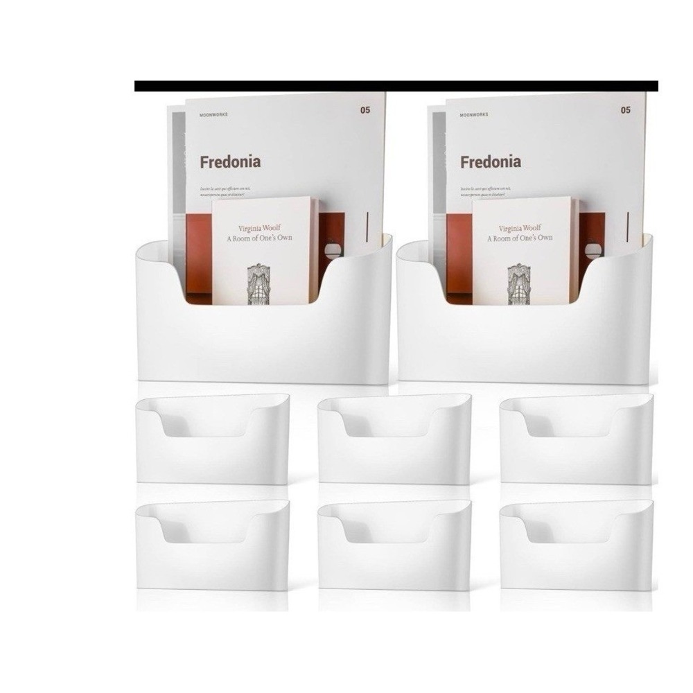 Wall File Holder White Plastic Mail Organizer Wall Mount File (6) PCS